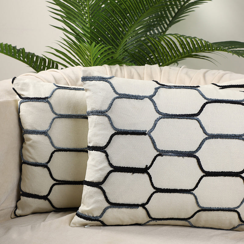 Hexa Hue Tufted Cotton Cushion Cover - Set Of Two media 5