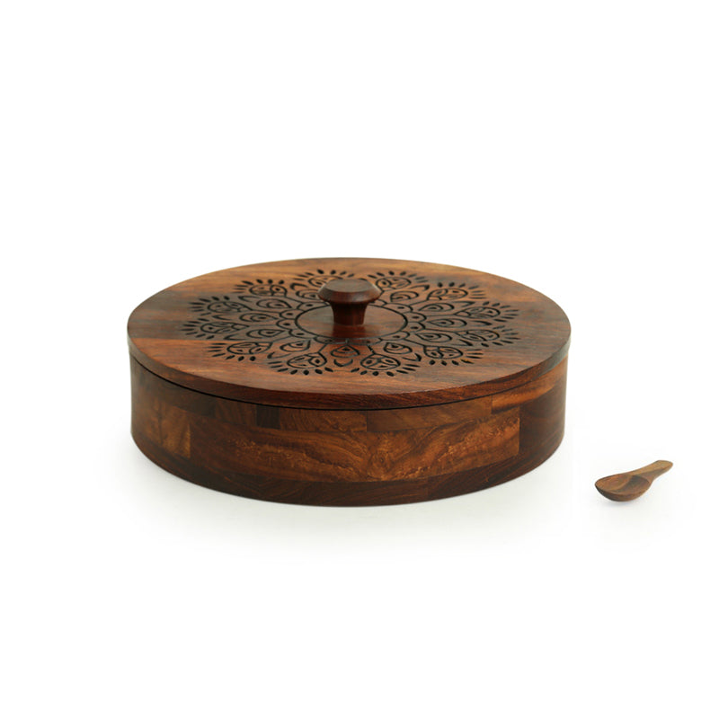 Mor Pankh Food Safe Sheesham Wood Masala Box - 120 ML media 3