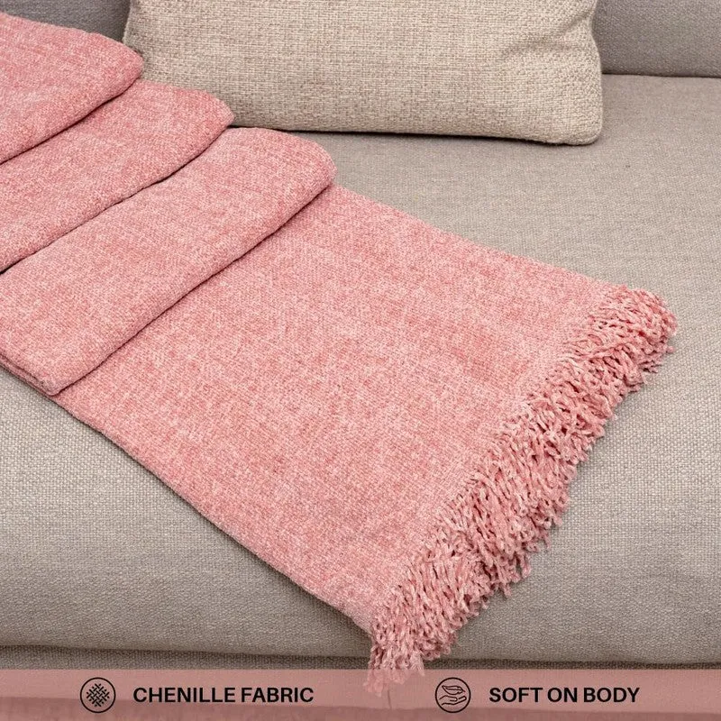 Urban Space Heather Solid Cotton Throw - Pink media 4