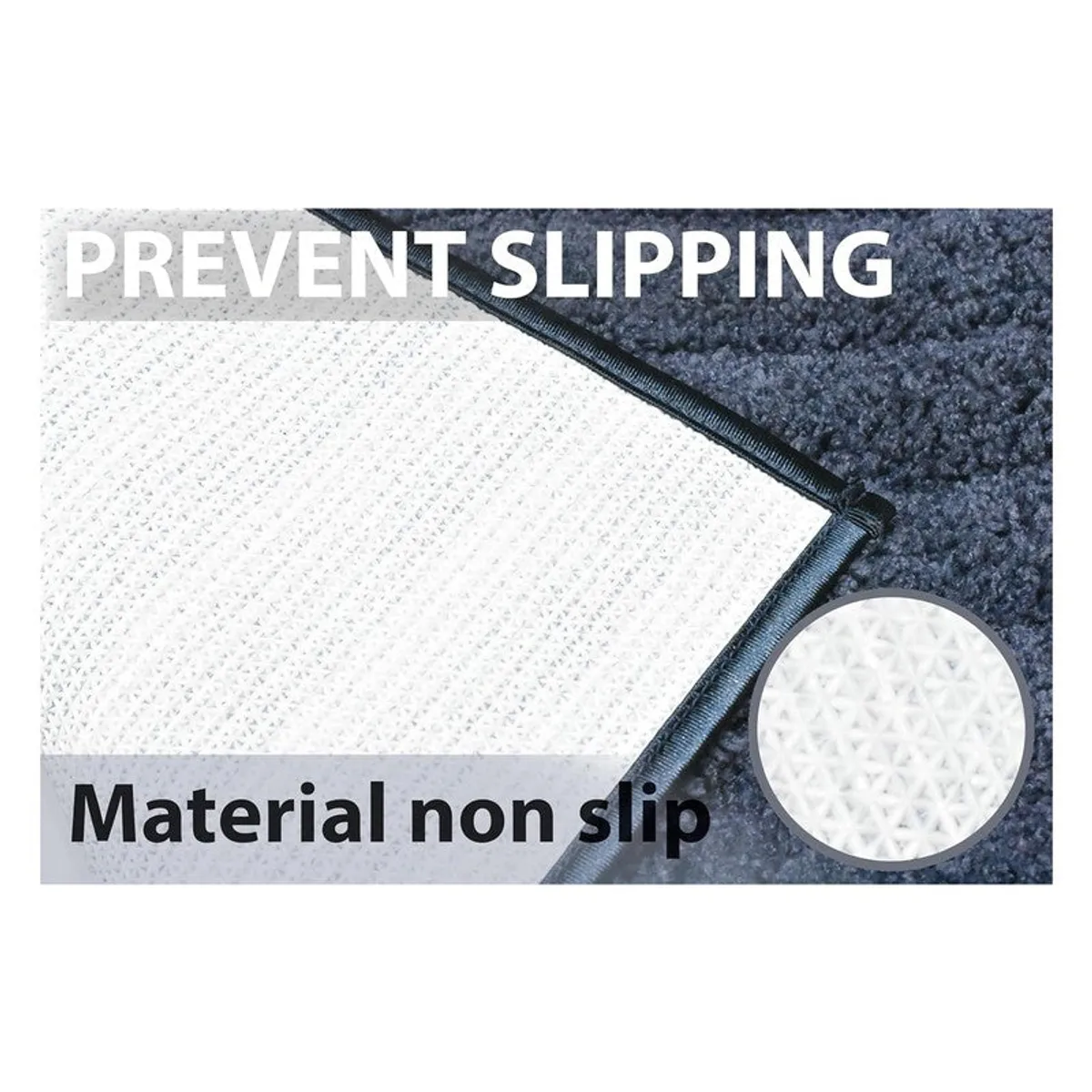 Blue bath mat being placed into a front-loading washing machine
