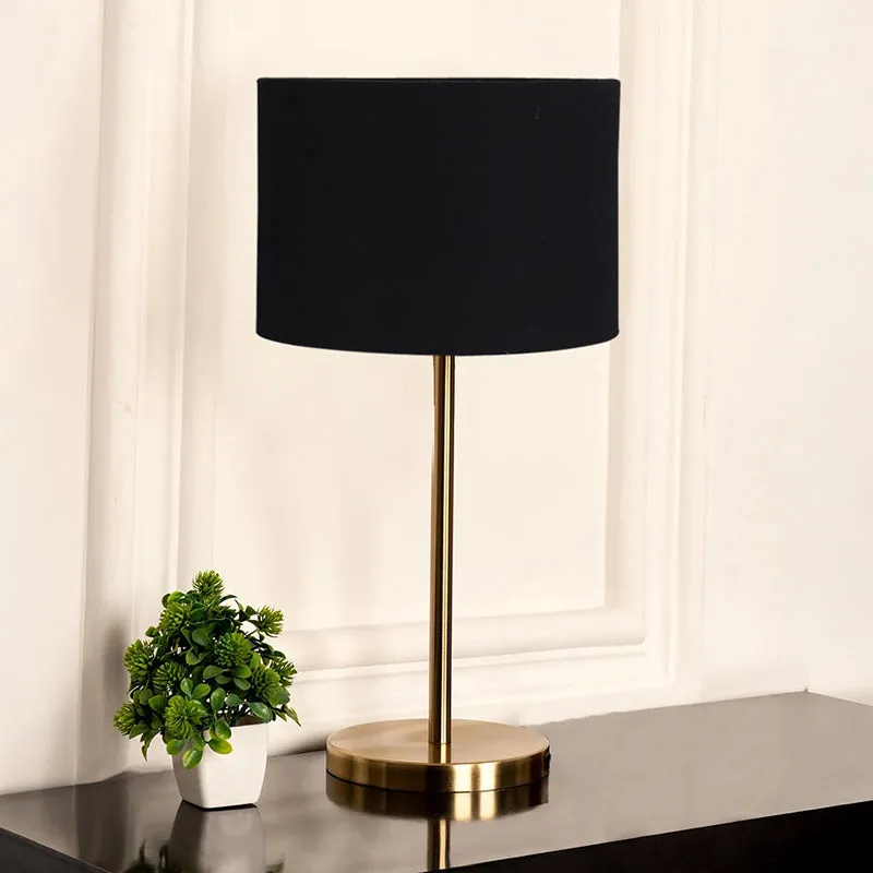Glow Mesa Cotton & Metal Table Lamp (Drum) - Black,Gold media 2