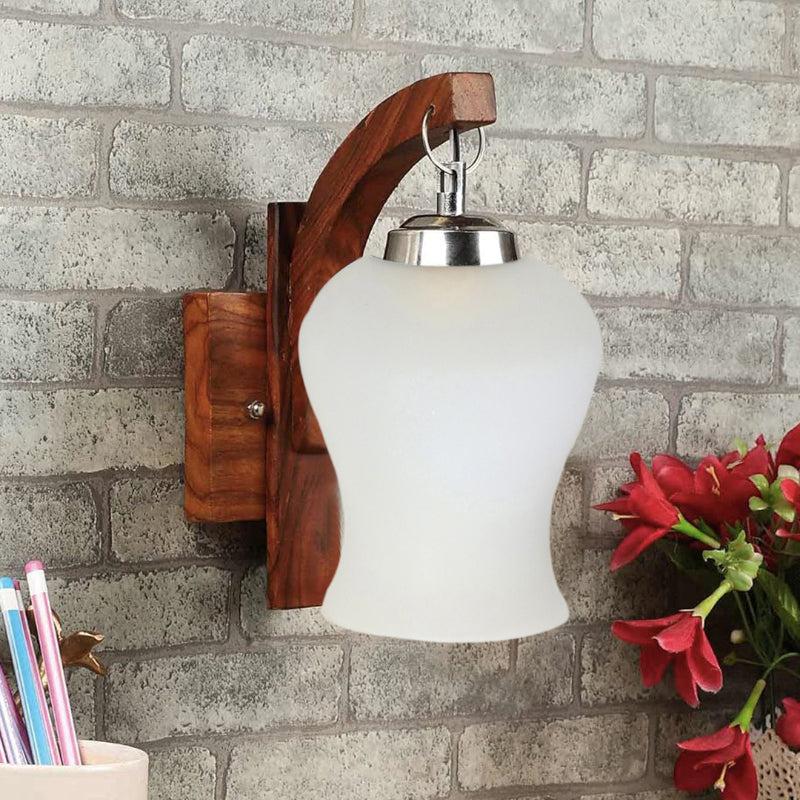 Madora Milky Mosaic Glass & Wooden Wall Lamp media 3