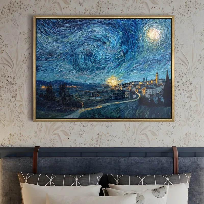 Nocturnal Glow Canvas Wall Painting With Frame media 5