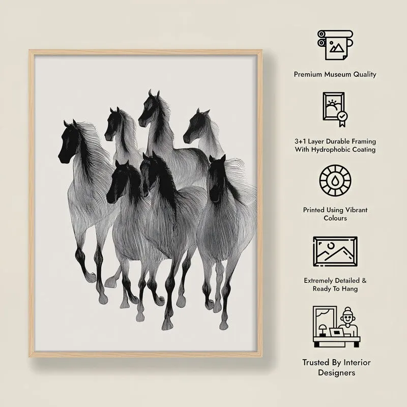 Wild Horse Cascade Wall Painting With Brown Frame media 10