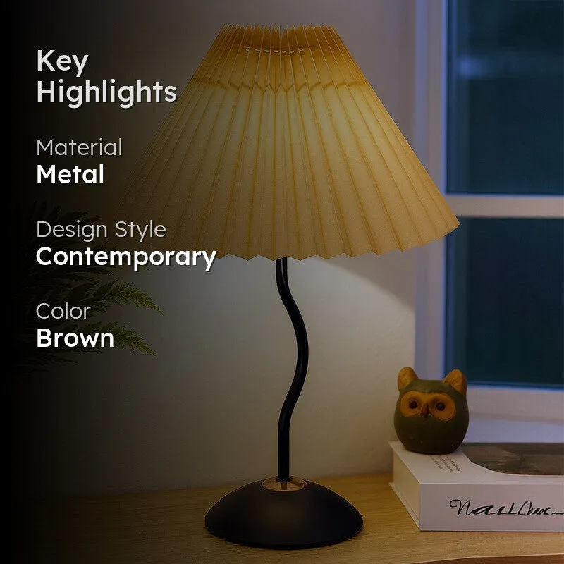 GlowVista Artistic Bedside Metal Table Lamp - Brown media 2