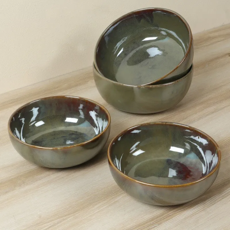 Aurelle Table Serving Bowl (Olive Green,700 mL Each) - Set Of Four media 4