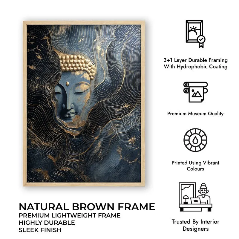 Nebula Buddha Archival Paper Wall Painting With Brown Frame media 9