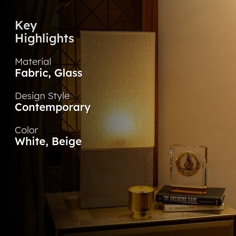 AarviDecor Benson Classic Fabric Table Lamp - White media 2
