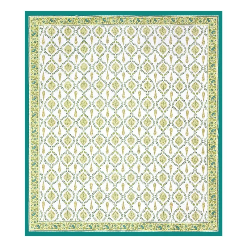 Ambi Bliss Cotton Bedsheet (White,Green) - 180 GSM media 5
