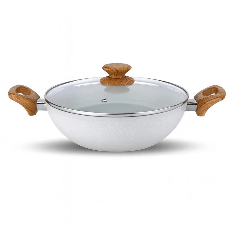 Salford Forged Non Stick Kadai with Glass Lid (White Spatter) -  3200 mL media 3