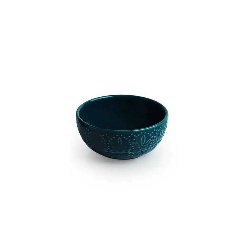 Teal Twinkle Hand Glazed Serving Bowl (120 ML) - Set Of Four media 4