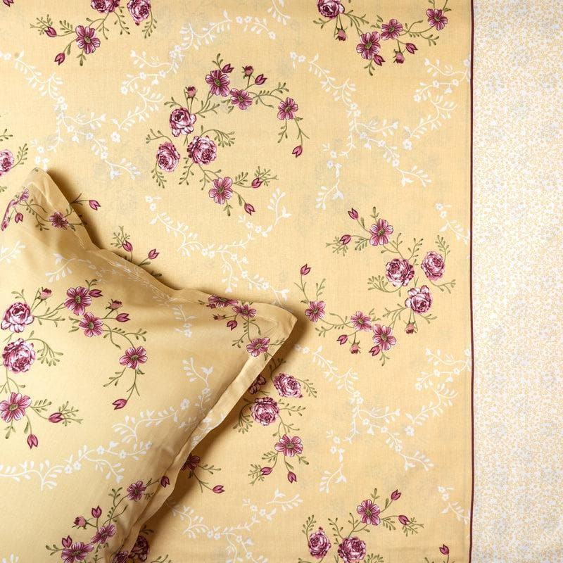 Floral Bouquet Cotton Bedsheet (Yellow) - 170 TC media 4