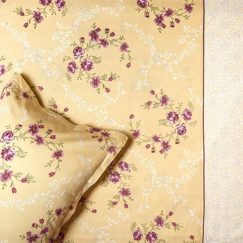 Floral Bouquet Cotton Bedsheet (Yellow) - 170 TC media 4