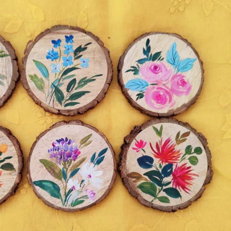 Kaya Flora Handpainted Coaster - Set Of Six media 3