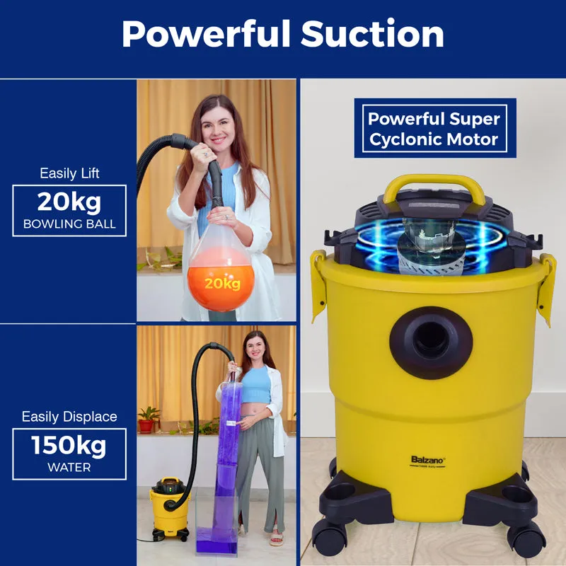 Balzano Pro Wet & Dry Vacuum Cleaner (Yellow/1200 W) - 20 L media 4