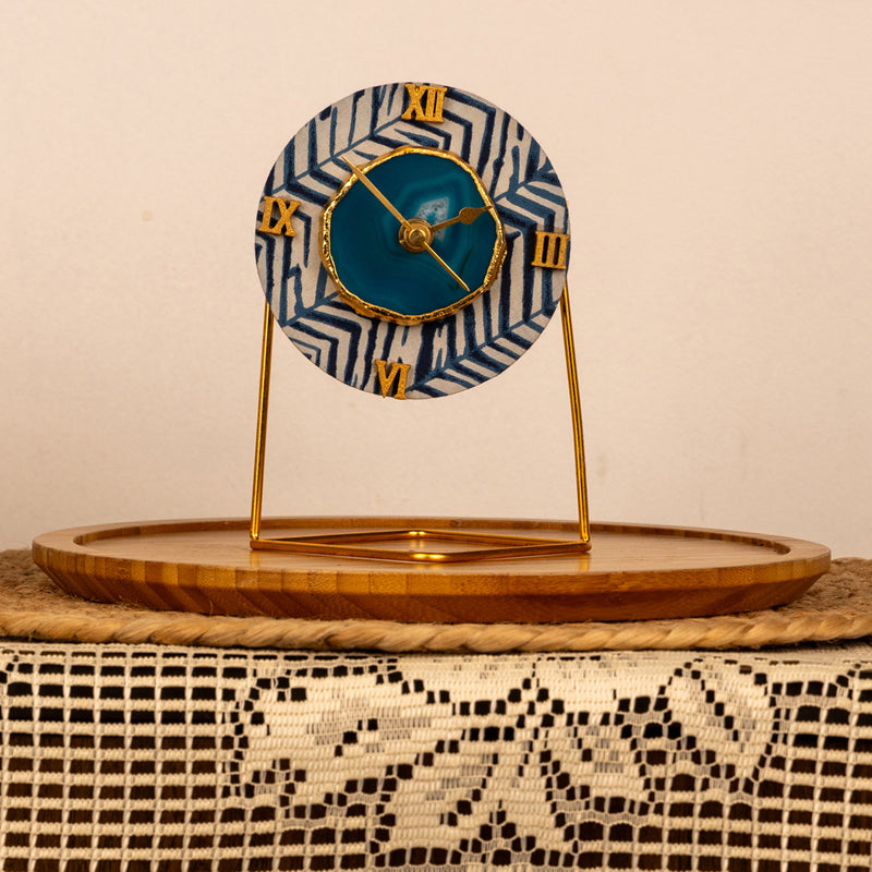 Azure Chevron MDF Clock - Round media 8
