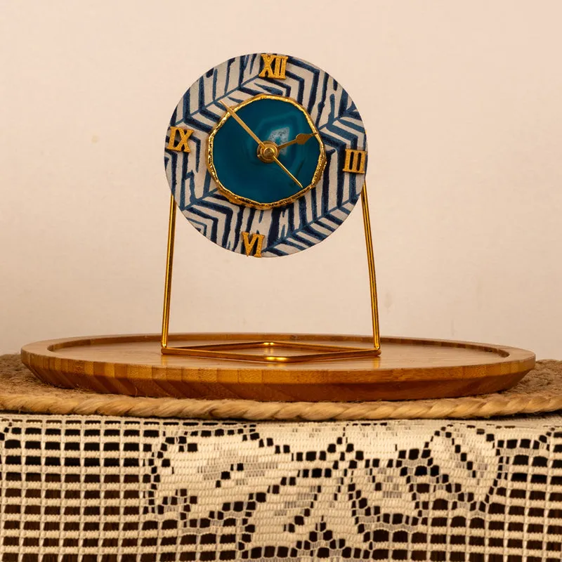 Azure Chevron MDF Clock - Round media 8
