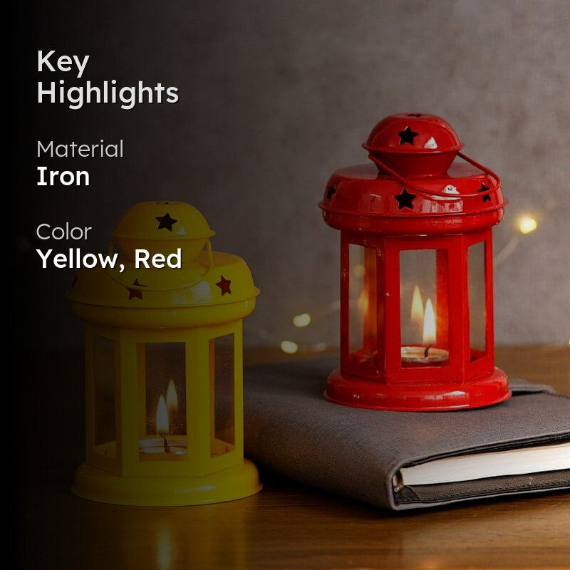 Lantern Lore Tealight Candle Holder (Red & Yellow) - Set Of Two media 2