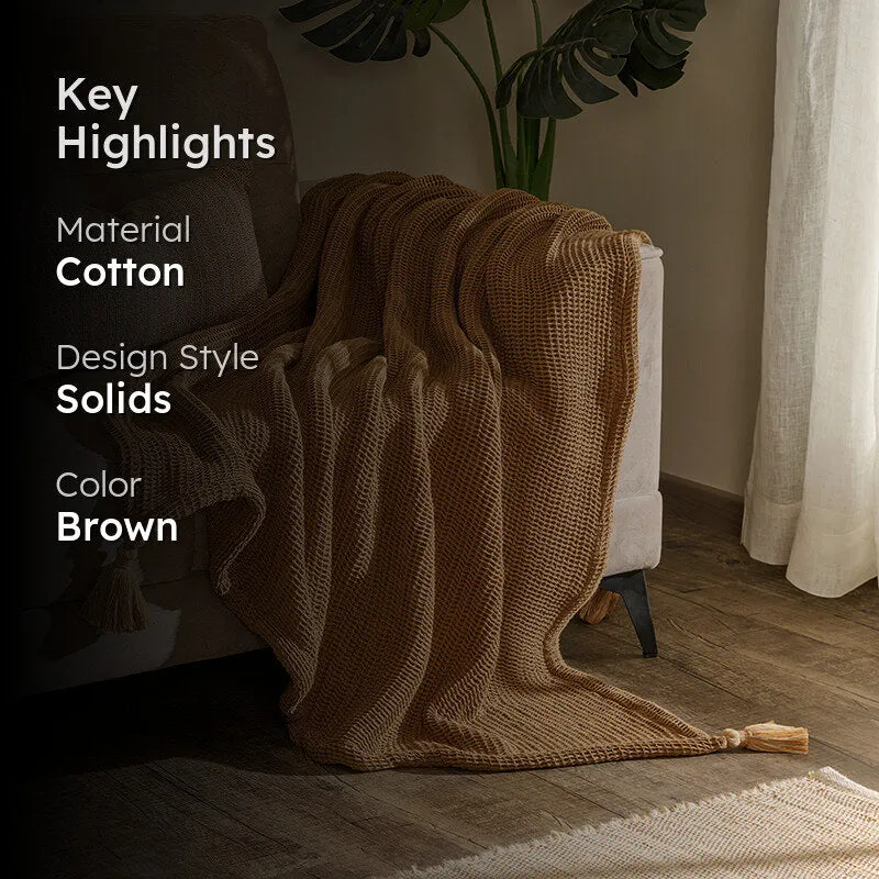Fibrance Cotton Throw - Brown media 2