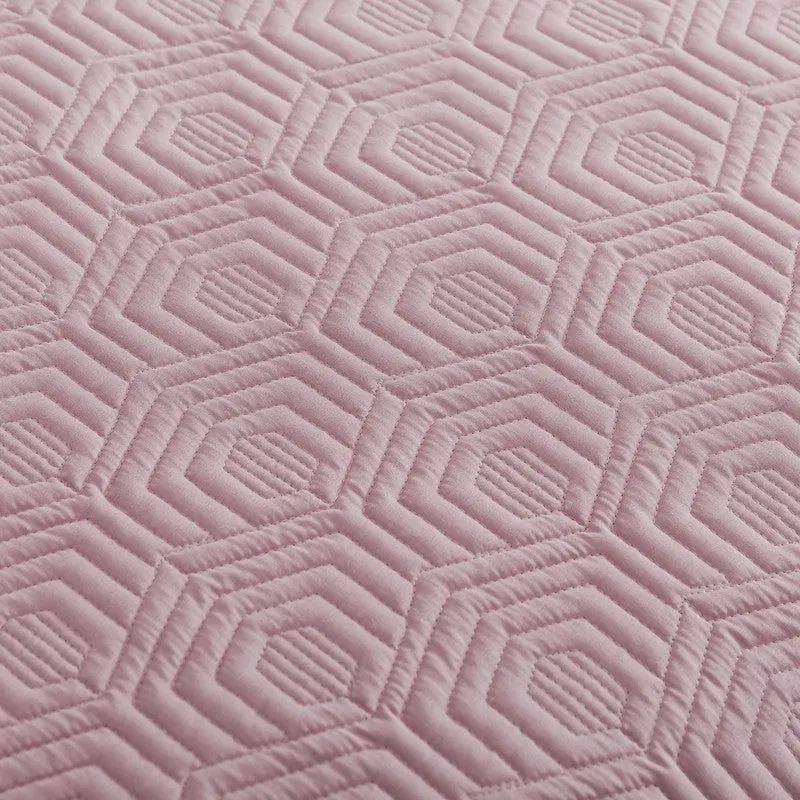 Soft Pink Geometric Cotton Bedcover media 4