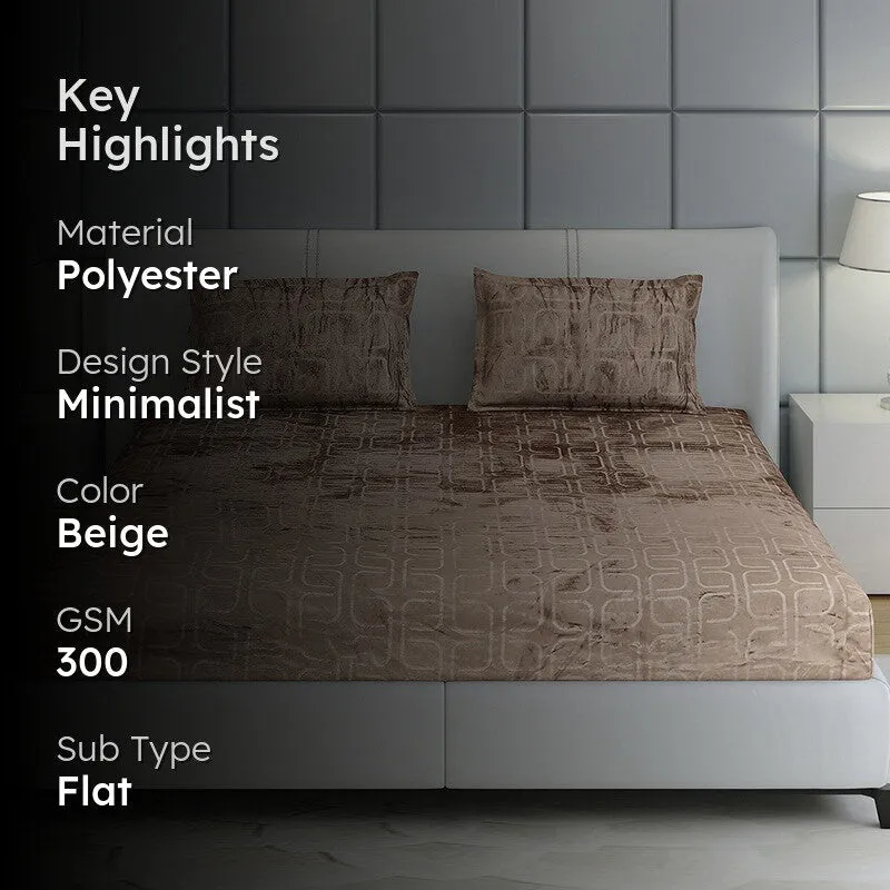 Monte Carlo Gentle Geometry Bedsheet (Beige) - 300 GSM media 2