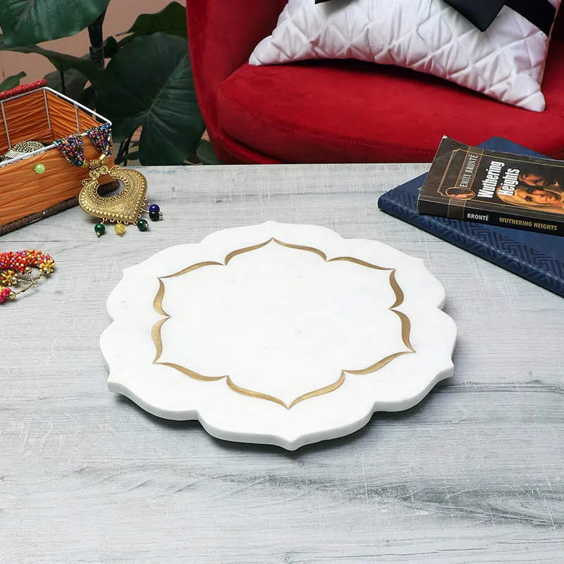 Stonova (Marble,Brass) Marble Serving Platter media 1