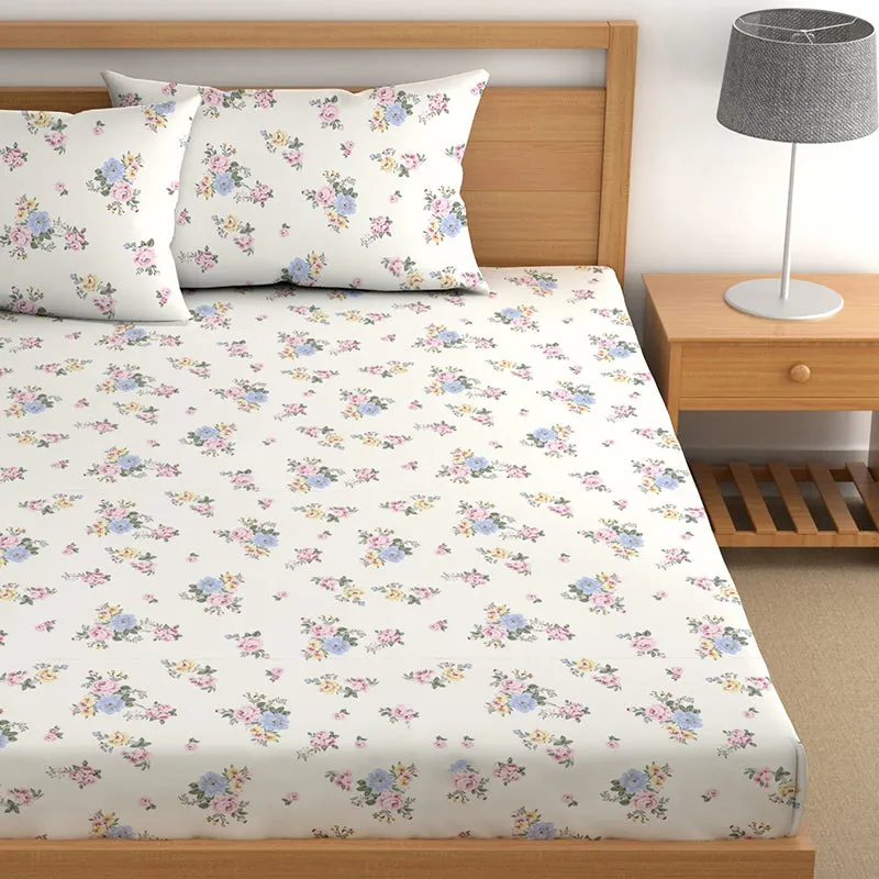 Alison II Microfiber Microfiber Bedsheet (White, Multicolor) - 150 GSM media 3