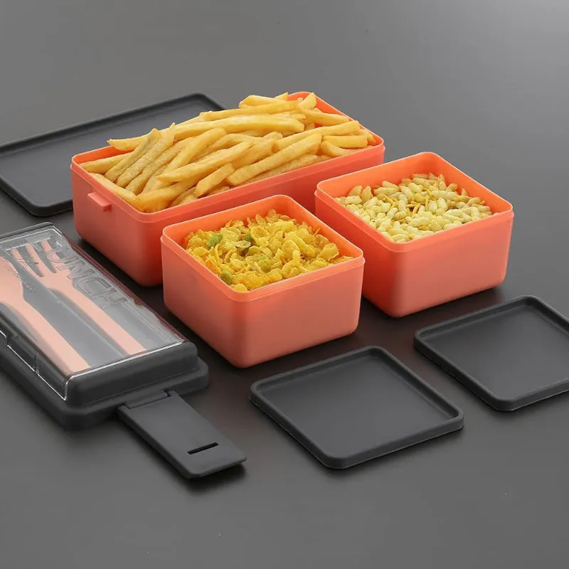 Disto Kids Lunch Box (1400 ML) - Orange & Grey media 1