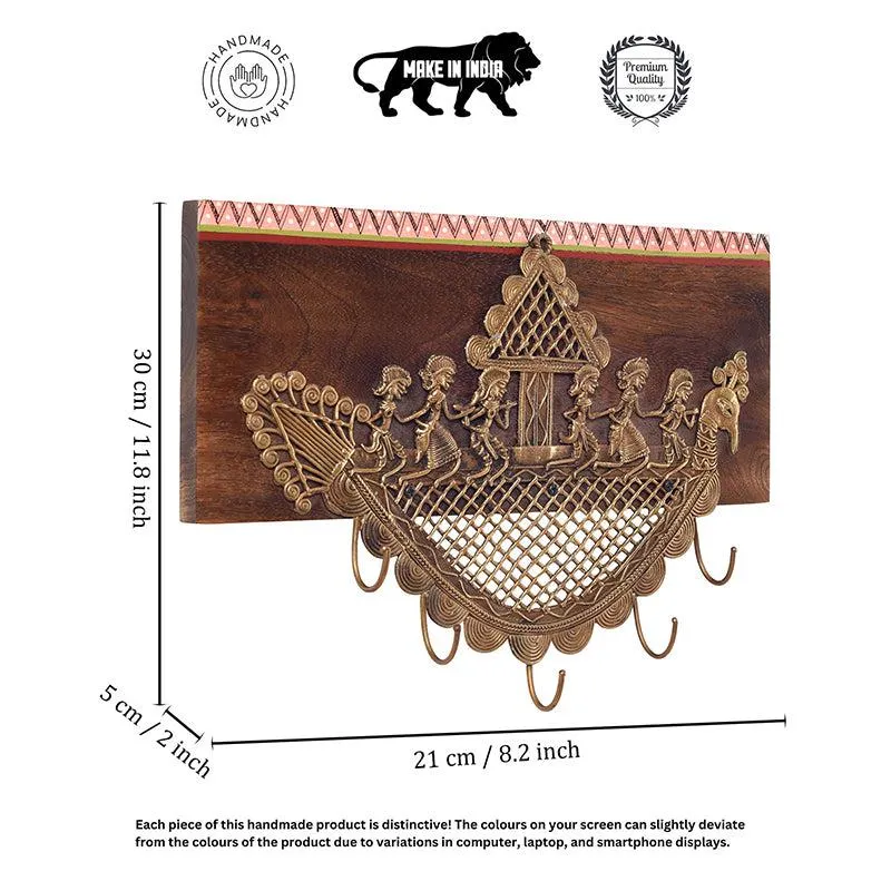 Ujjwala Ornate Teak Wood Key Holder media 5