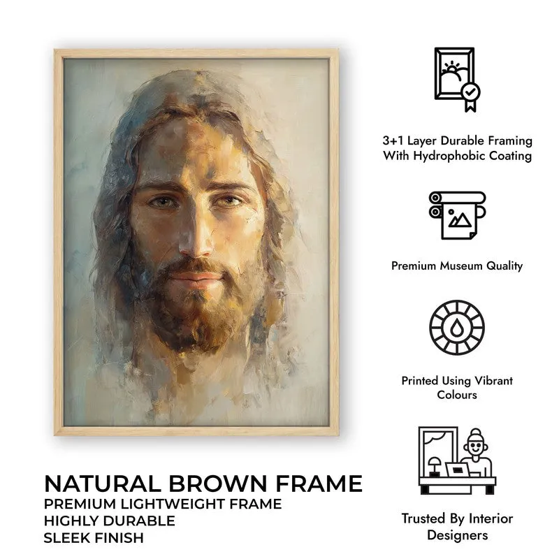Eyes of Eternal Calm Archival Paper Wall Painting With Brown Frame media 7