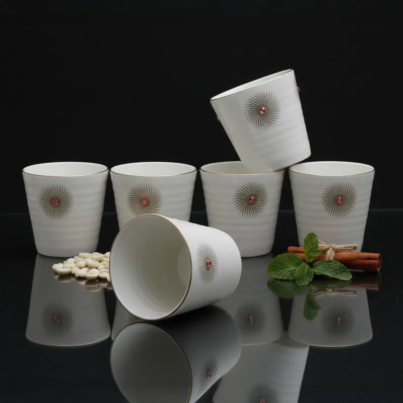 Serenity Bone China,Crystal Tea Cup (90 mL Each) - Set Of Six media 3