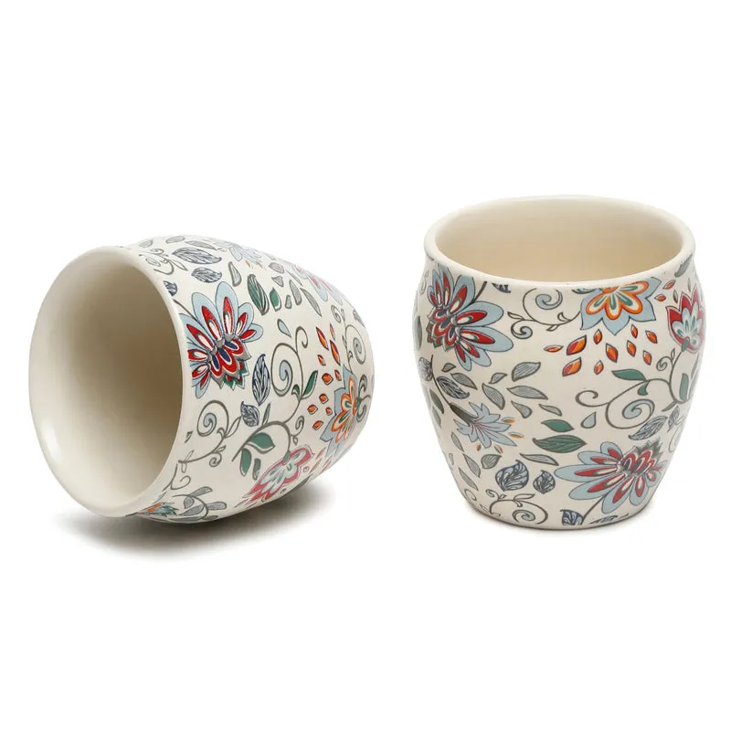 Botanical Handcrafted Ceramic Kulhad (220 mL) - Set Of Six media 4