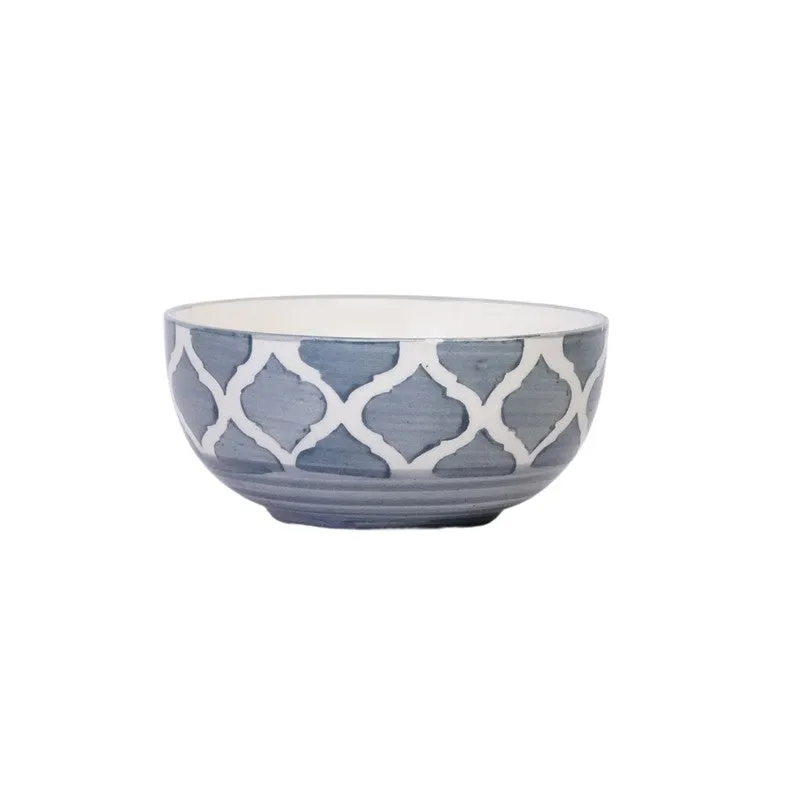Savito Ceramic Snack Bowls (White,Blue, 200 mL Each) - Set Of Four media 3