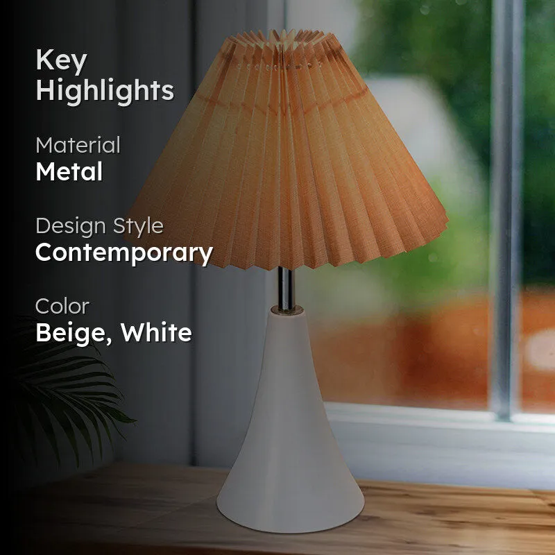 Arrido French Pleat Metal Table Lamp - Beige,White media 2