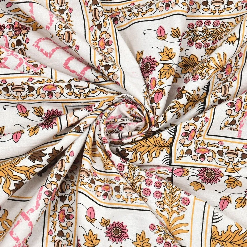 Designet Cotton Bedsheet (Pink,Beige) - 240 TC media 5