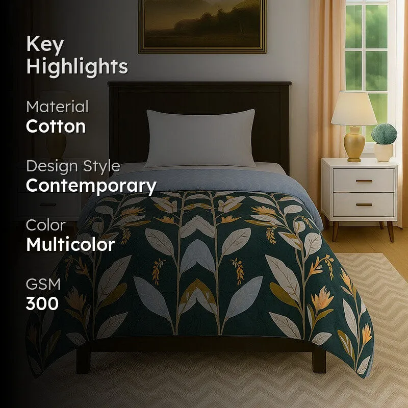 Warmweft Floral Cotton Comforter (Multicolor) - 300 GSM media 2