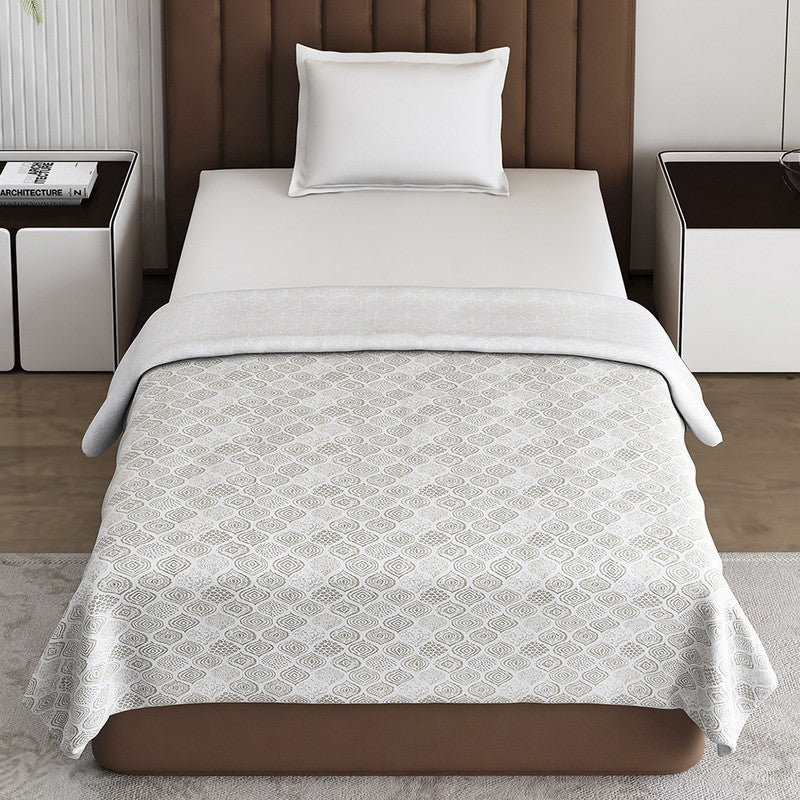 Monte Carlo Desiora Motif Print Polycotton Reversible Dohar (Light Grey) - 150 GSM media 5