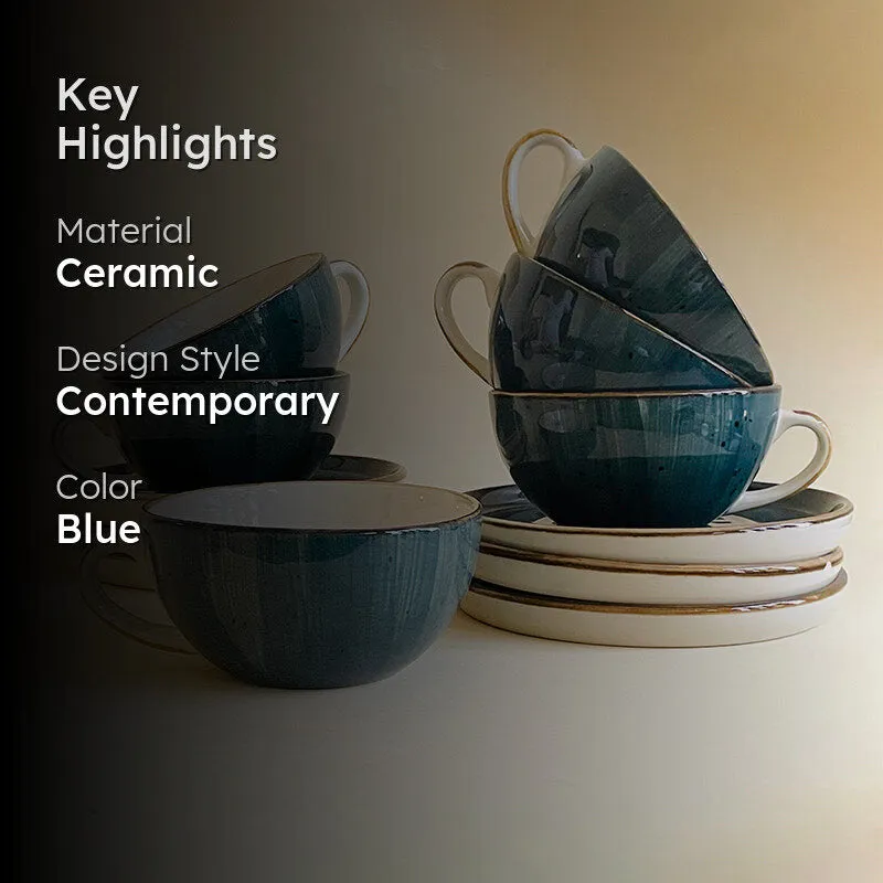 Cerabrew Ceramic Cup & Saucer (320 mL Each) - Set of Six media 2