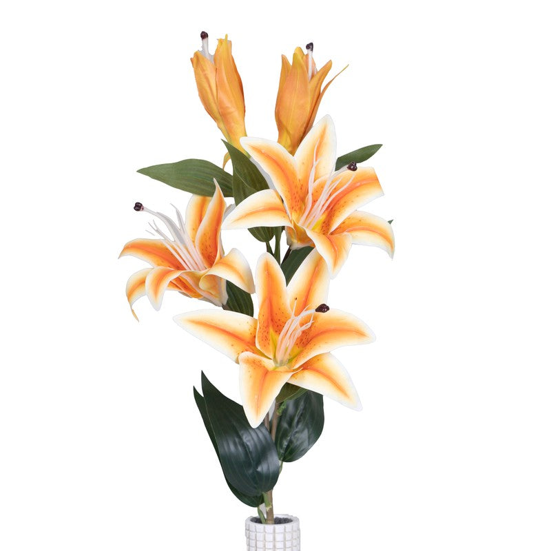 Elegant Artificial Lily Flower Stick - Orange media 4