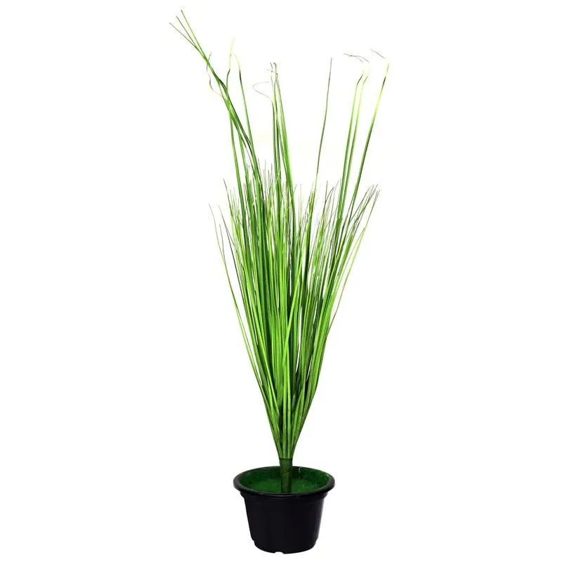 Banavine Faux Grass bunch With Black Plastic Pot - 3 Feet media 4