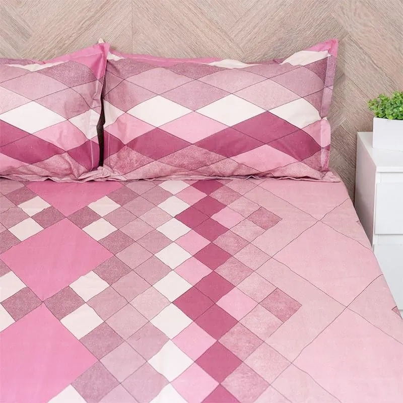 Jora Geometric Cotton Bedsheet (Pink) - 144 TC media 4