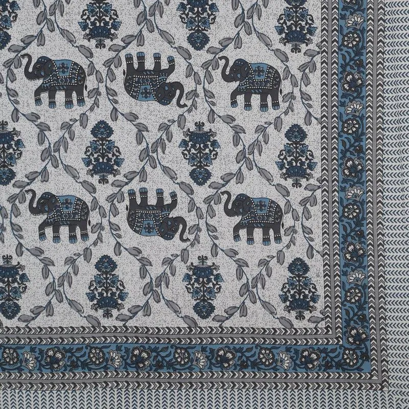 Tejas Ethnic Cotton Bedsheet (Blue,White) - 180 TC media 6
