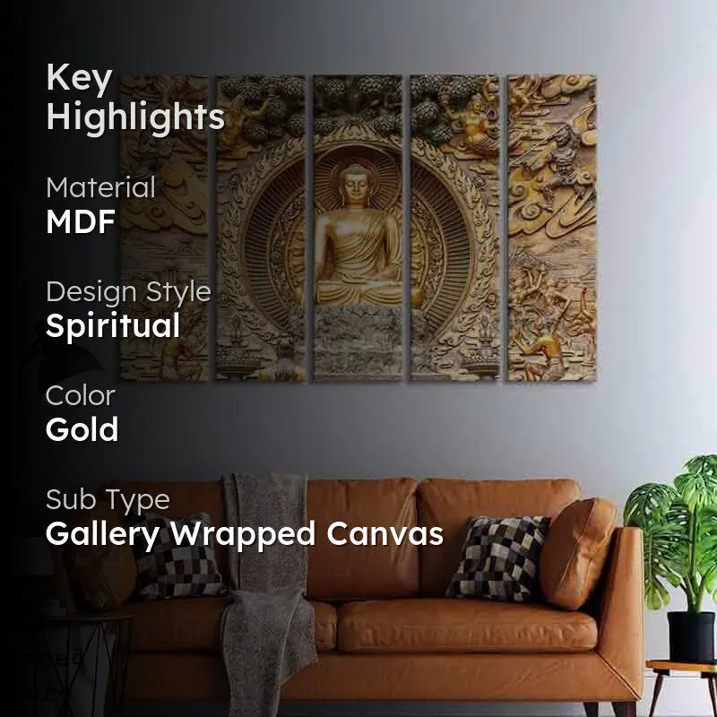 Buddha Shrine Wall Art - Five Piece Set media 2