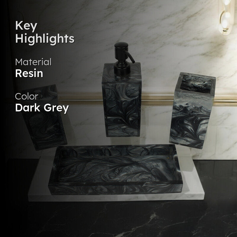 Svela Resin Bathroom Set (Black) - Four Piece Set media 2