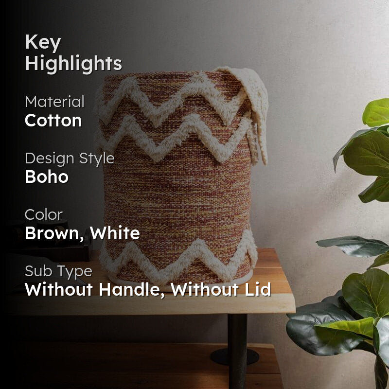 Thira Chevron Natural Fiber Laundry Basket media 2
