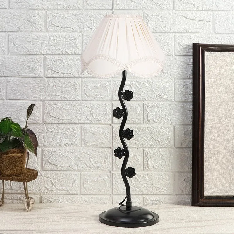 Novara Cotton Table Lamp With Iron Base - White media 3