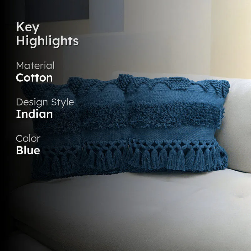Squish-A-Lot Tufted Cushion Cover (Blue) - Set Of Three media 2