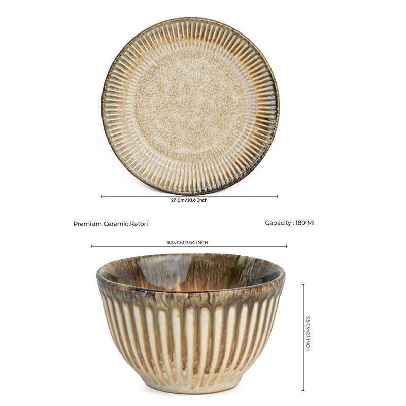 Mintora Beige Ceramic Dinner Set - 12 Piece Set media 7