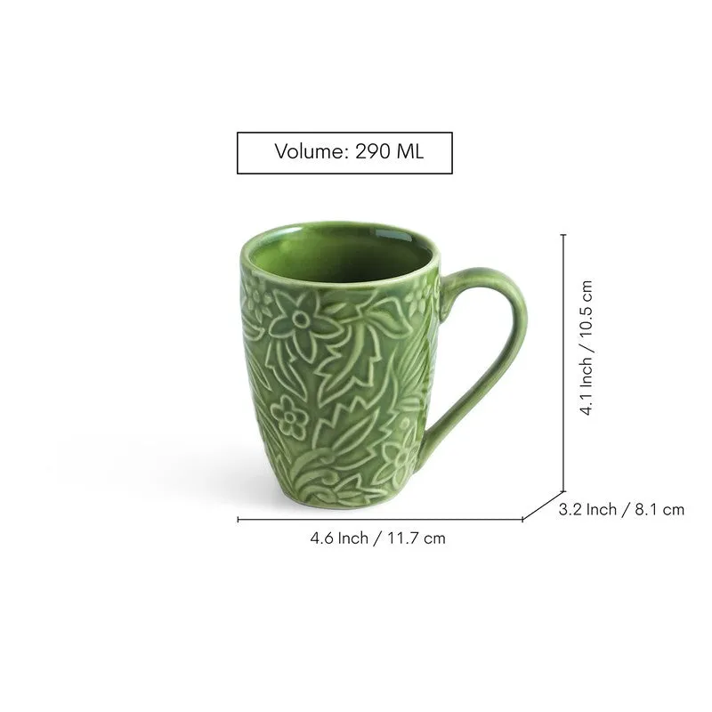 Green Ceramic Coffee Mug (290 mL Each) - Set Of Four media 7