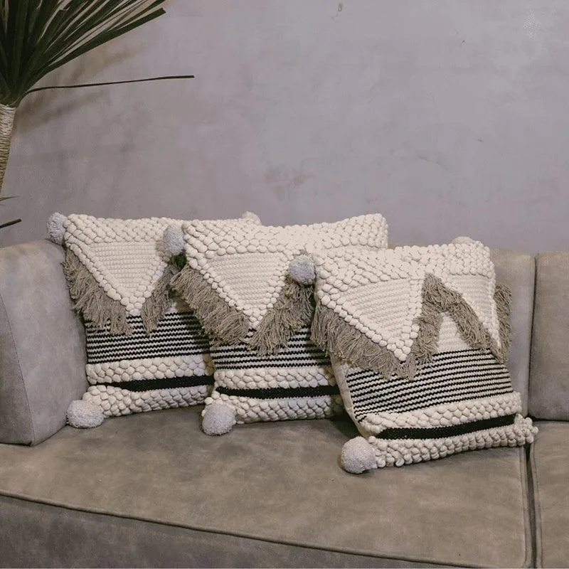 Wild Weave Tufted Cotton Cushion Cover - Set Of Three media 1